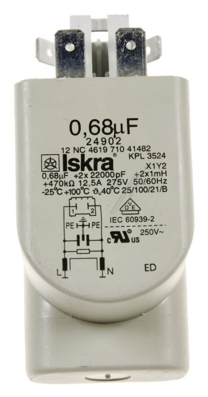 0,68UF+2X22*000PF+2,1MH+470K FILTRO ANTIDISTURBO ALTERNATIVO PER WHIRLPOOL 481212118285 ISKRA