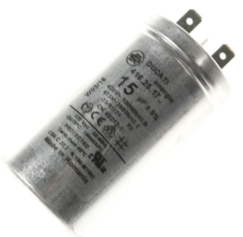 Condensatore Motore Asciugatrice Ducati 15µF 475V Faston 6,3 mm 416251728