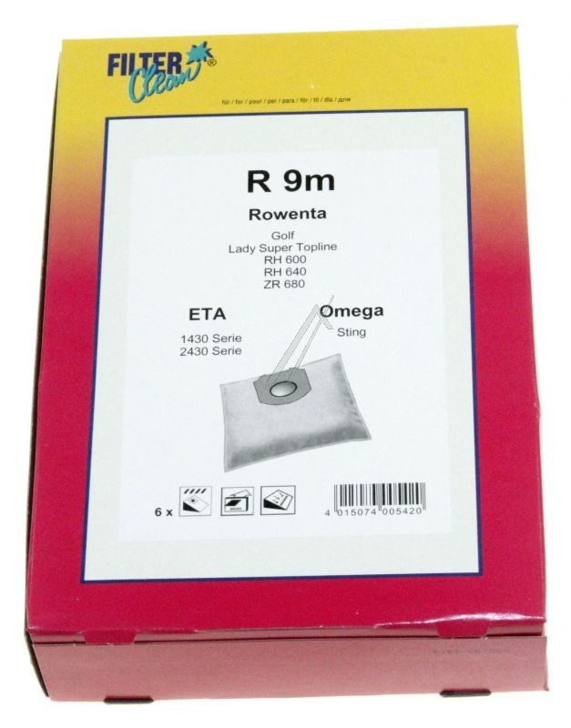 R9M FL0077-K SACCHETTI ASPIRAPOLVERE 6+1 CON FILTRO FILTERCLEAN