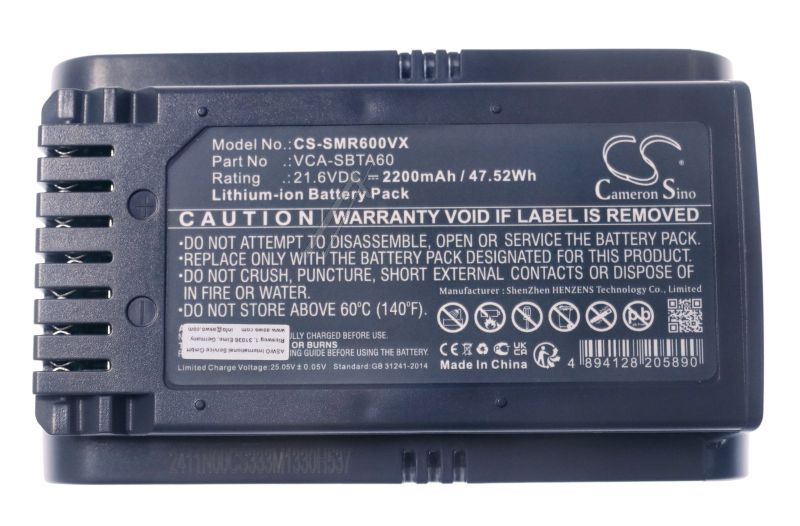21,6V-2200MAH Batteria Li-Ion alternativa per aspirapolvere Samsung