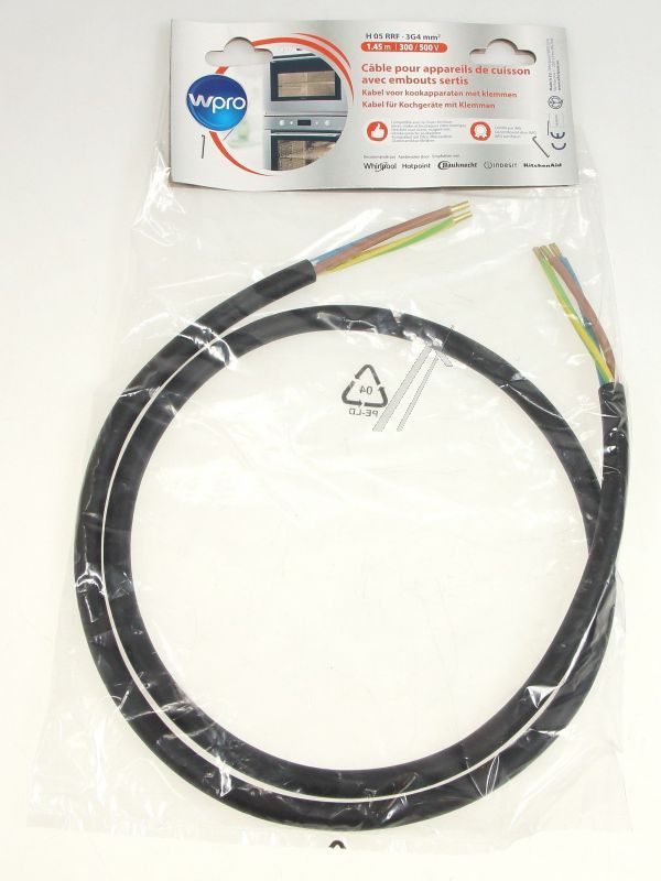 C00510243 484010678184 Cavo 3×4 mm² H05 RRF 1,45 m con clip Ariston