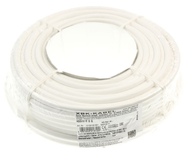 H05VV-F 5G1,5 313.700.02 Cavo collegamento cucina bianco 50 m bobina 5×1,5 mm² Smeg 31370002