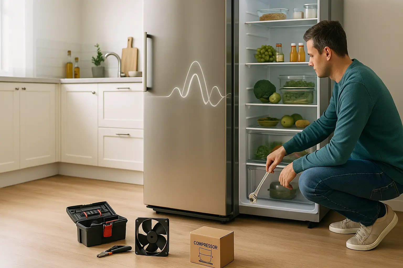 Come eliminare il rumore del frigorifero: un tecnico sostituisce i pezzi