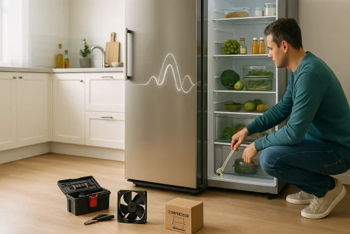 Come eliminare il rumore del frigorifero Come eliminare il rumore del frigorifero: un tecnico sostituisce i pezzi
